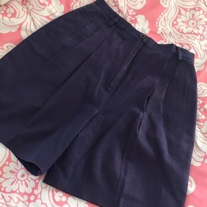 Chelsea Cambell navy linen shorts